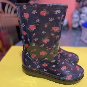 Dolce & Gabbana girls black floral rain boots